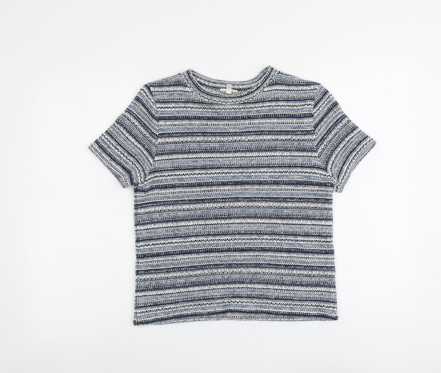 River Island Womens Blue Boat Neck Striped Acrylic Pullover Jumper Size 14