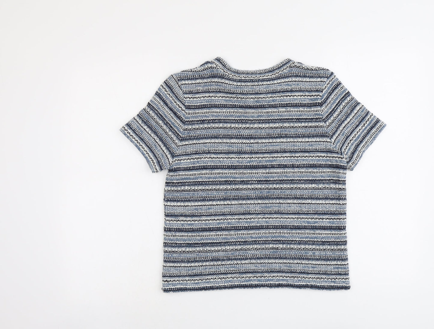 River Island Womens Blue Boat Neck Striped Acrylic Pullover Jumper Size 14