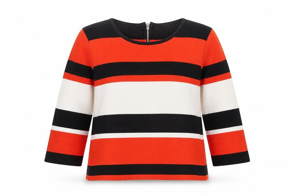 Oasis Womens Multicoloured Round Neck Striped Cotton Pullover Jumper Size L