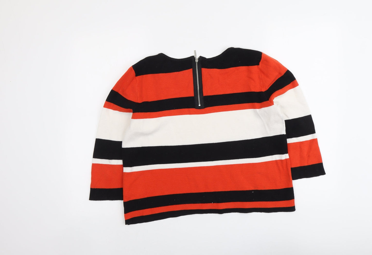 Oasis Womens Multicoloured Round Neck Striped Cotton Pullover Jumper Size L