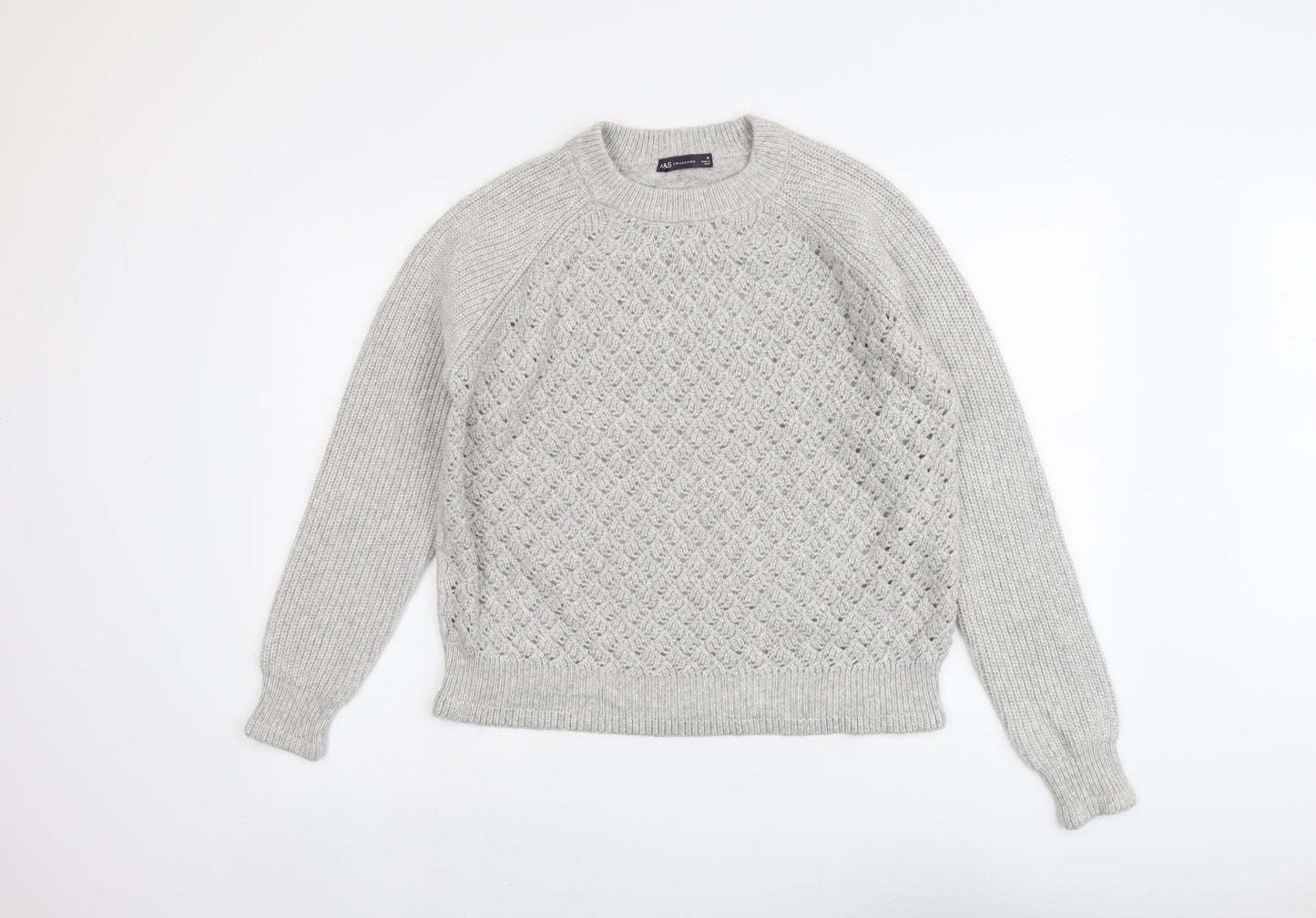 Marks and Spencer Womens Grey Round Neck Polyester Pullover Jumper Size M