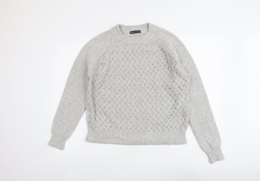 Marks and Spencer Womens Grey Round Neck Polyester Pullover Jumper Size M