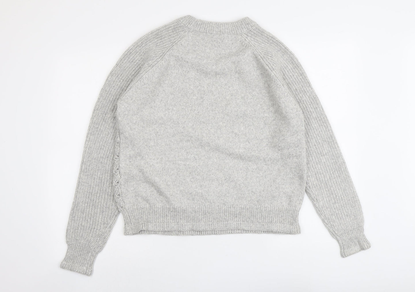 Marks and Spencer Womens Grey Round Neck Polyester Pullover Jumper Size M
