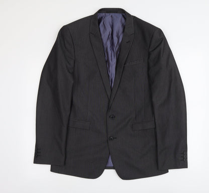 Next Mens Grey Striped Polyester Jacket Suit Jacket Size 40 Regular - Pinstripe