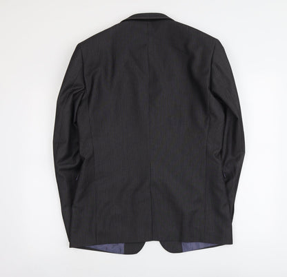 Next Mens Grey Striped Polyester Jacket Suit Jacket Size 40 Regular - Pinstripe