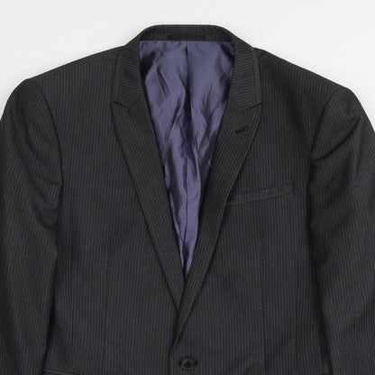 Next Mens Grey Striped Polyester Jacket Suit Jacket Size 40 Regular - Pinstripe