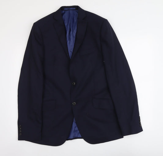 Marks and Spencer Mens Blue Wool Jacket Suit Jacket Size L Regular