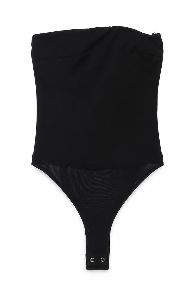 NAANAA Womens Black Polyester Bodysuit One-Piece Size 6 Snap - Mesh Panel