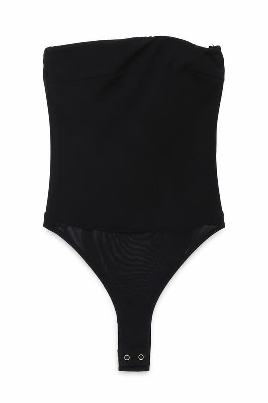Naanaa Womens Black Polyester Bodysuit One-Piece Size 6 Snap - Mesh Panel