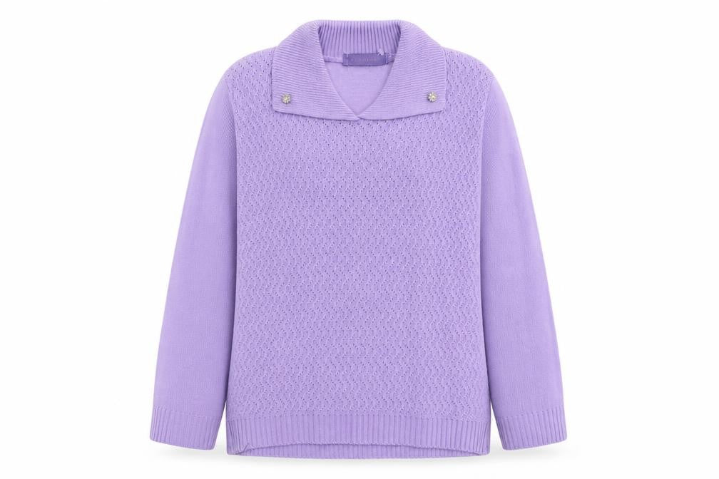 Autonomy Womens Purple Collared Acrylic Pullover Jumper Size S