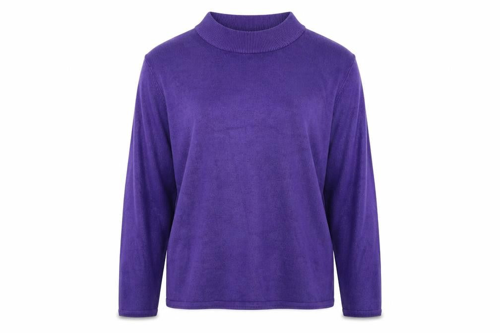 Bonmarché Womens Purple Mock Neck Acrylic Pullover Jumper Size L