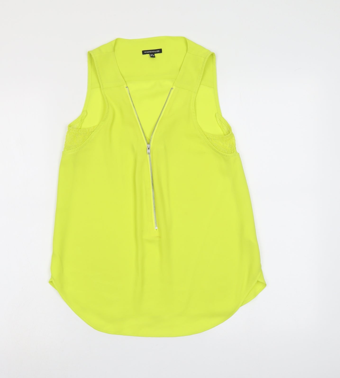 Warehouse Womens Green Polyester Basic Tank Size 8 V-Neck