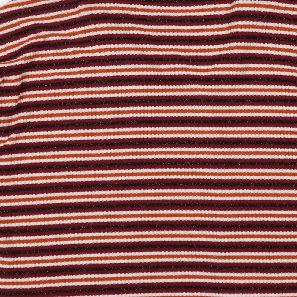 New Look Womens Multicoloured V-Neck Striped Polyester Cardigan Jumper Size M