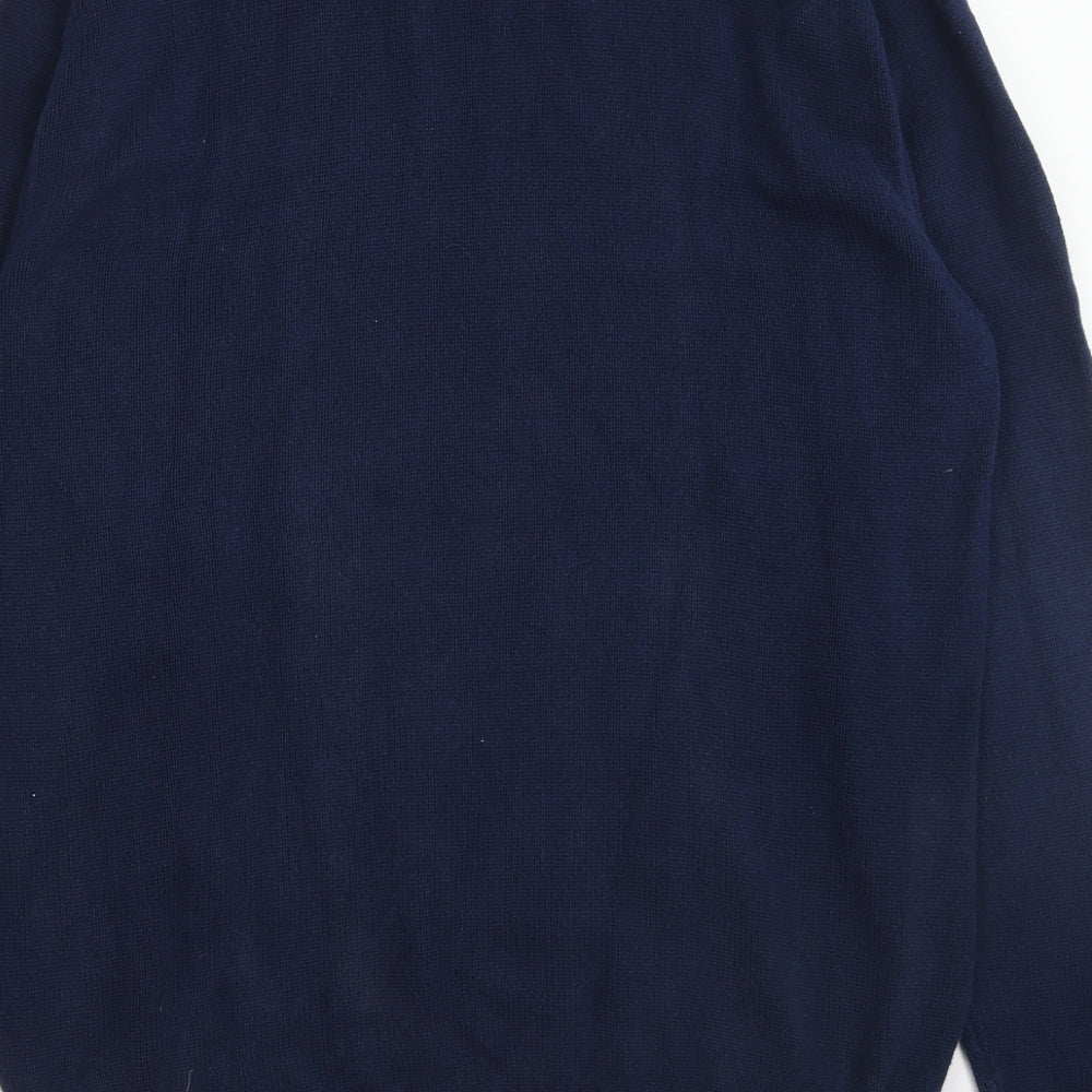 South Bay Mens Blue Round Neck Cotton Pullover Jumper Size S Long Sleeve