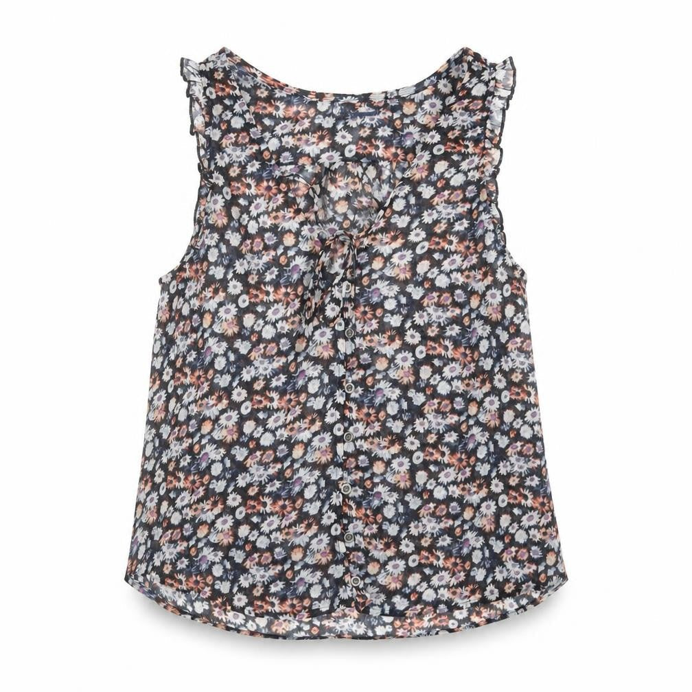 FOREVER 21 Womens Multicoloured Floral Polyester Basic Tank Size S V-Neck