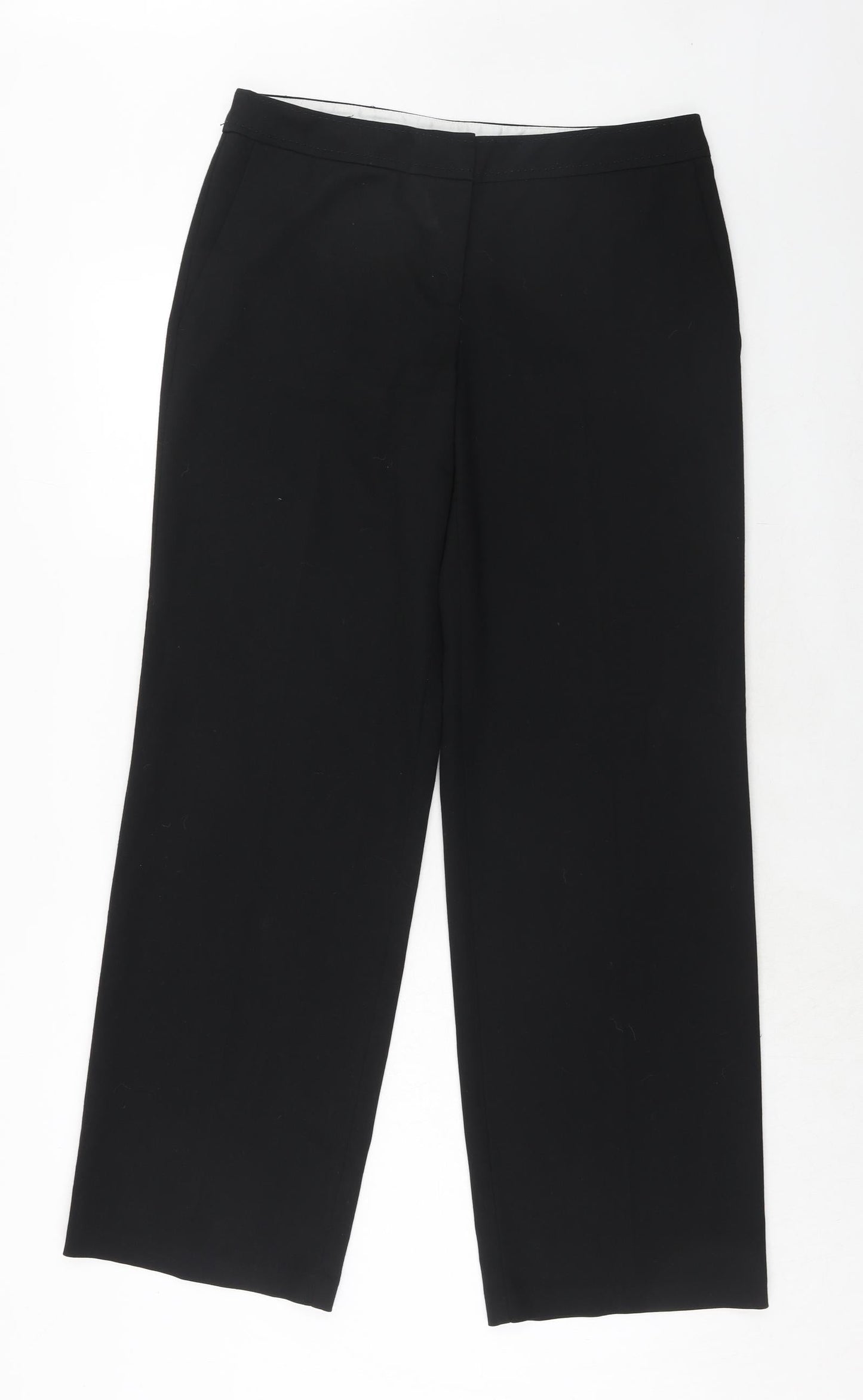 NEXT Womens Black Polyester Dress Pants Trousers Size 12 Regular Hook & Eye