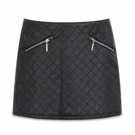 H&M Womens Black Argyle/Diamond Viscose A-Line Skirt Size 10 Zip