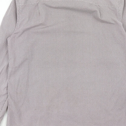 Next Mens Purple Geometric Polyester Button-Up Size 15 Collared Button