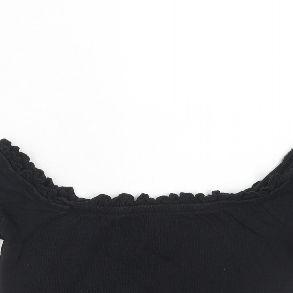 NEXT Womens Black Polyester Cropped Tank Size 10 Off the Shoulder