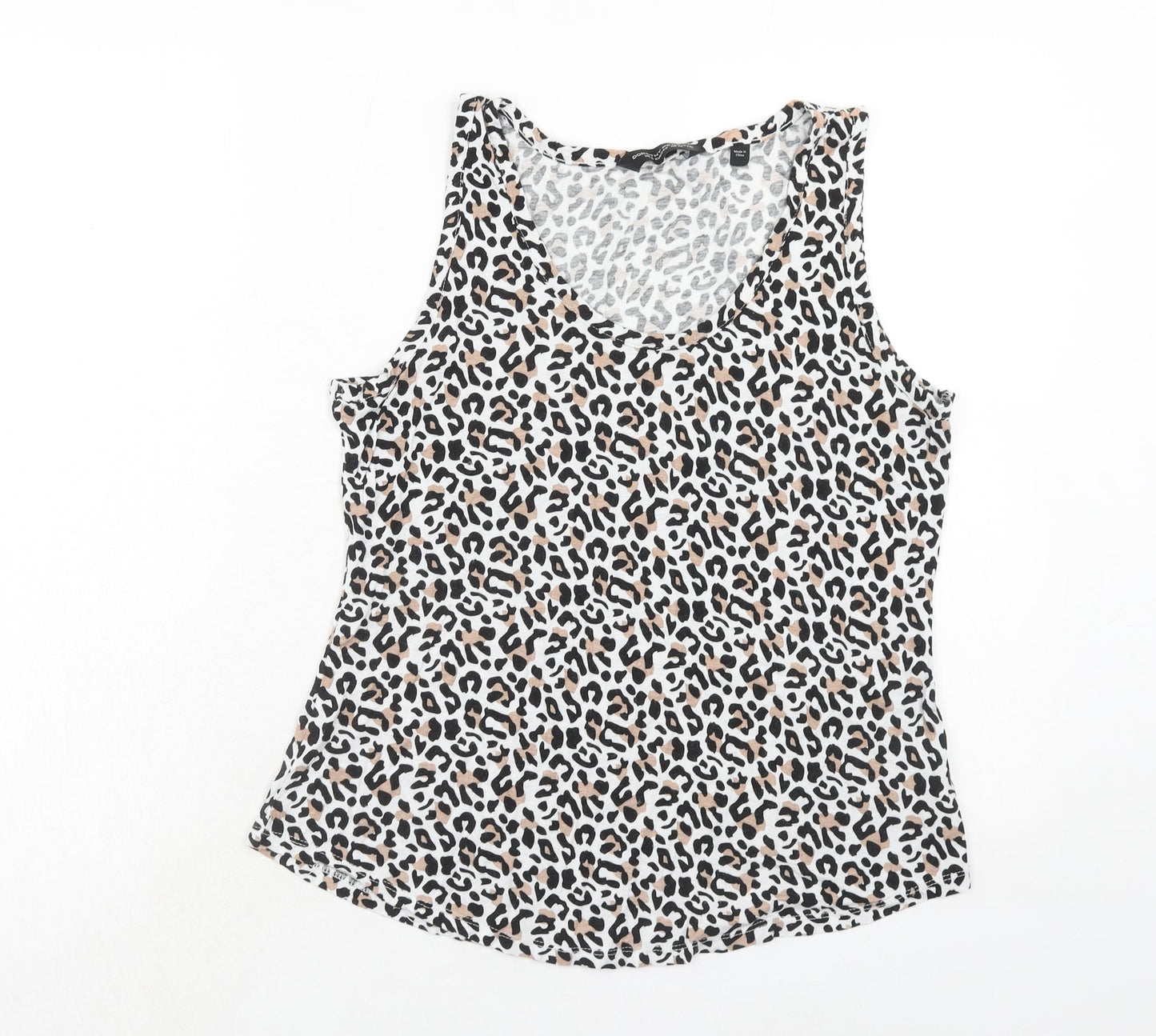 Dorothy Perkins Womens Brown Animal Print Viscose Basic Tank Size 14 Round Neck - Leopard Print