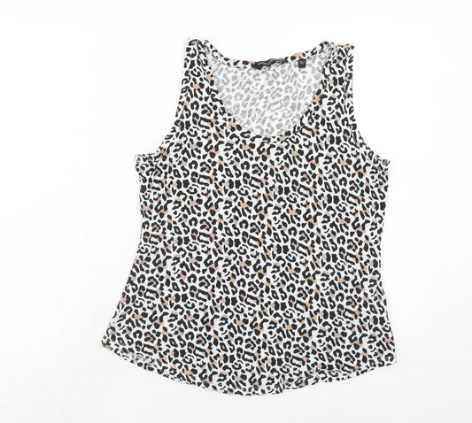 Dorothy Perkins Womens Brown Animal Print Viscose Basic Tank Size 14 Round Neck - Leopard Print