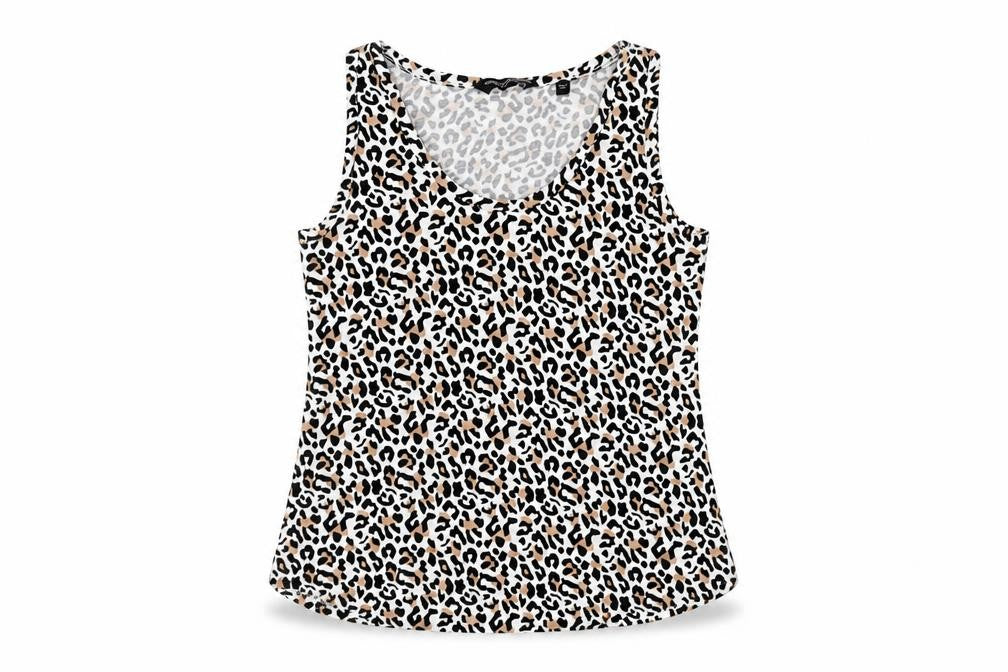 Dorothy Perkins Womens Brown Animal Print Viscose Basic Tank Size 14 Round Neck - Leopard Print