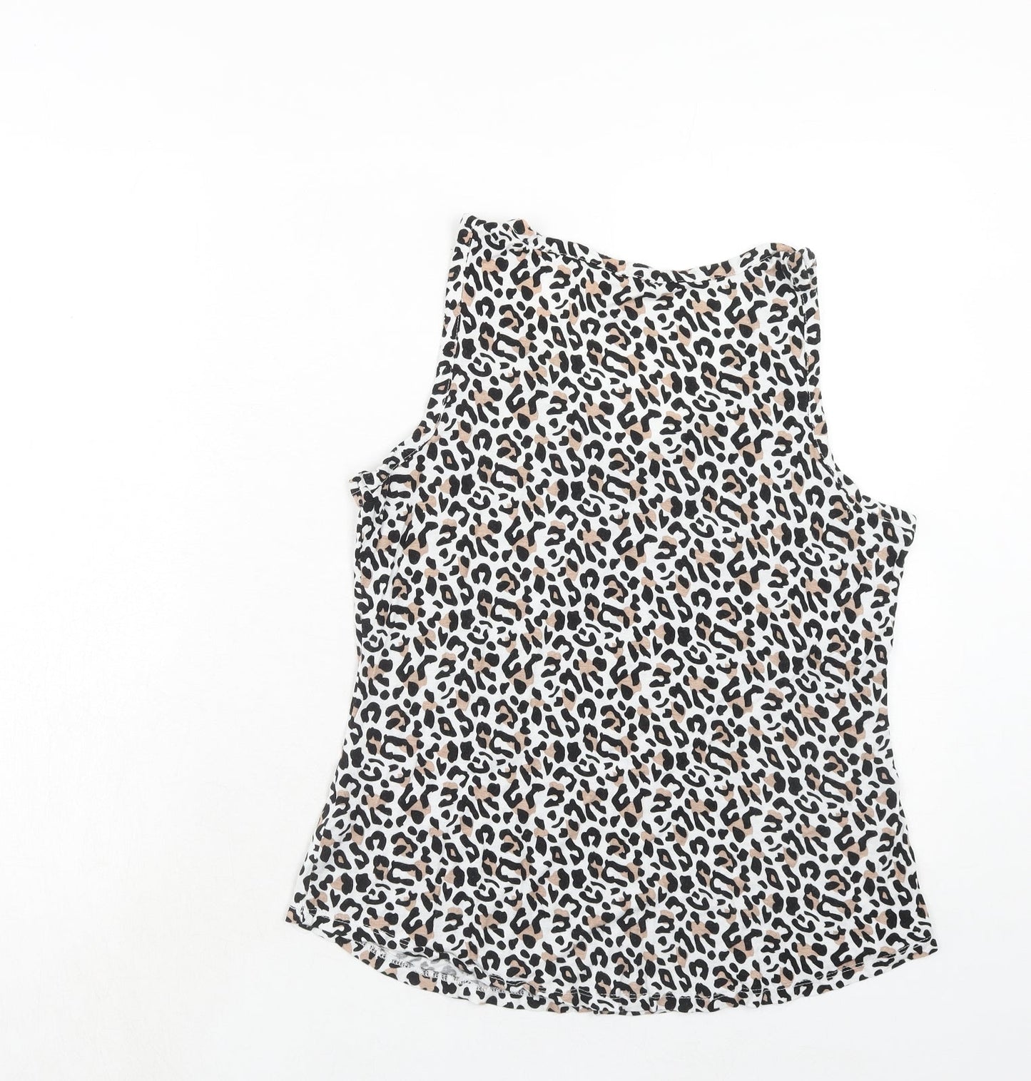 Dorothy Perkins Womens Brown Animal Print Viscose Basic Tank Size 14 Round Neck - Leopard Print