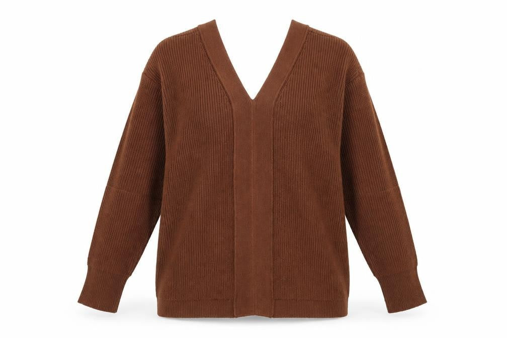 Apricot Womens Brown V-Neck Polyester Pullover Jumper Size 10 - Lace Up Back