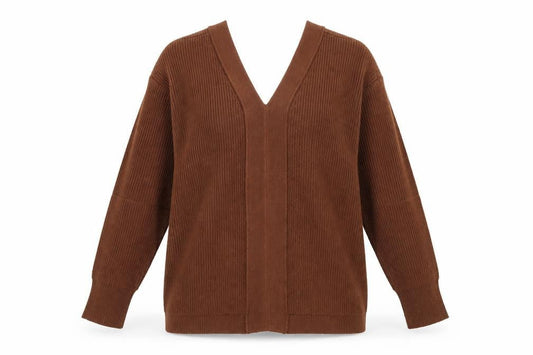Apricot Womens Brown V-Neck Polyester Pullover Jumper Size 10 - Lace Up Back