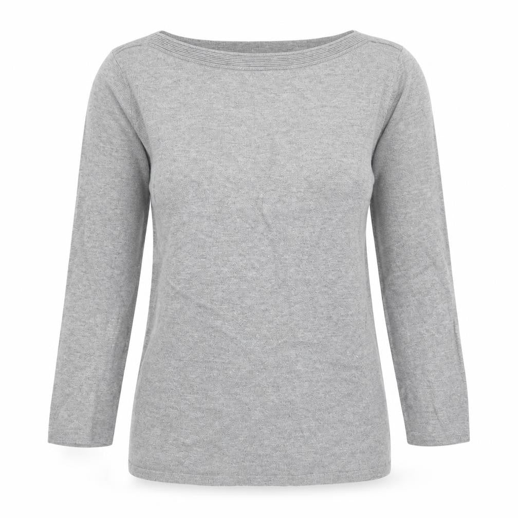 NEXT Womens Grey Cotton Basic Blouse Size 8 Round Neck