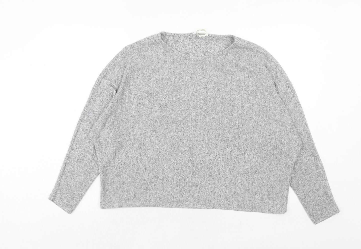 H&M Womens Grey Viscose Cropped T-Shirt Size M Round Neck
