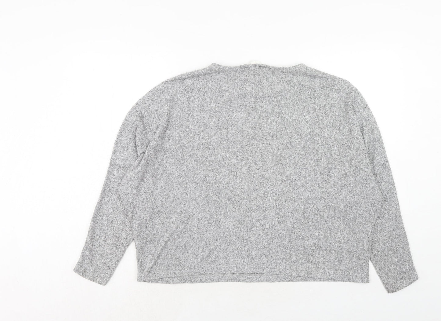 H&M Womens Grey Viscose Cropped T-Shirt Size M Round Neck