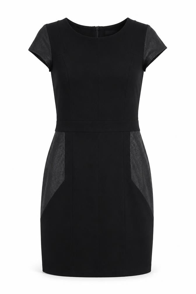 NEXT Womens Black Colourblock Viscose A-Line Size 8 Round Neck Zip