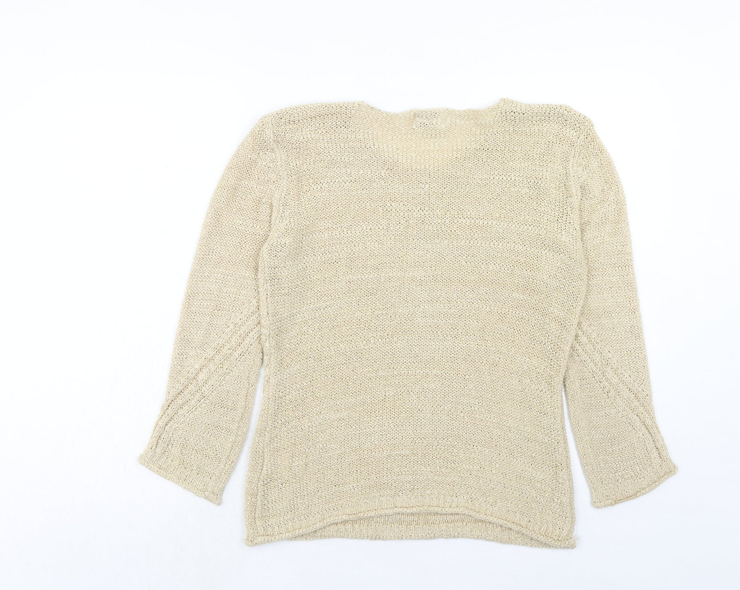Roman Womens Beige V-Neck Acrylic Pullover Jumper Size S