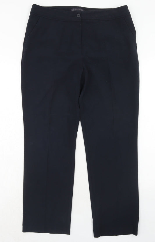Marks and Spencer Womens Blue Polyester Dress Pants Trousers Size 14 Regular Zip