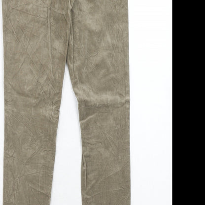 United Colors of Benetton Womens Beige Cotton Trousers Size 28 in Regular Zip