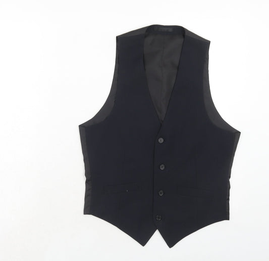 OneSix5ive Mens Blue Polyester Jacket Suit Waistcoat Size 38 Regular