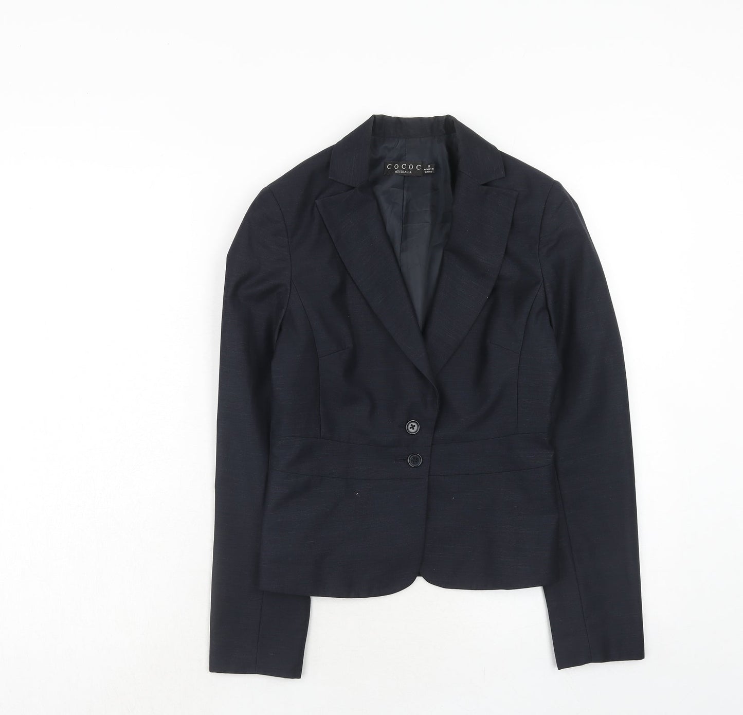 COCOC Womens Blue Polyester Jacket Suit Jacket Size 8