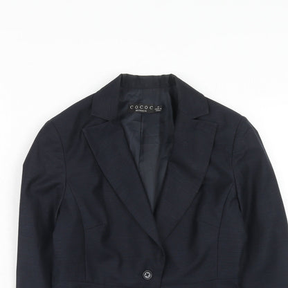 COCOC Womens Blue Polyester Jacket Suit Jacket Size 8