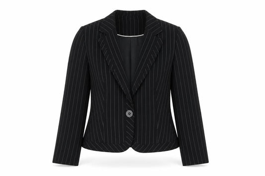 Marks & Spencer Womens Black Striped Polyester Jacket Blazer Size 14