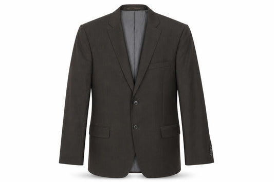 Front view of French Connection men’s brown polyester jacket suit jacket, size 42, regular