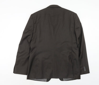 Back view of French Connection men’s brown polyester jacket suit jacket, size 42, regular