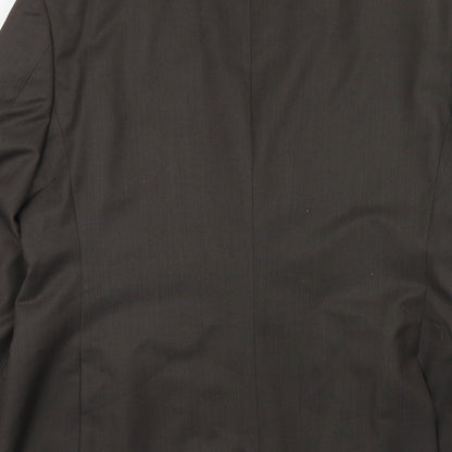 Brand and care label for French Connection men’s brown polyester jacket suit jacket, size 42, regular