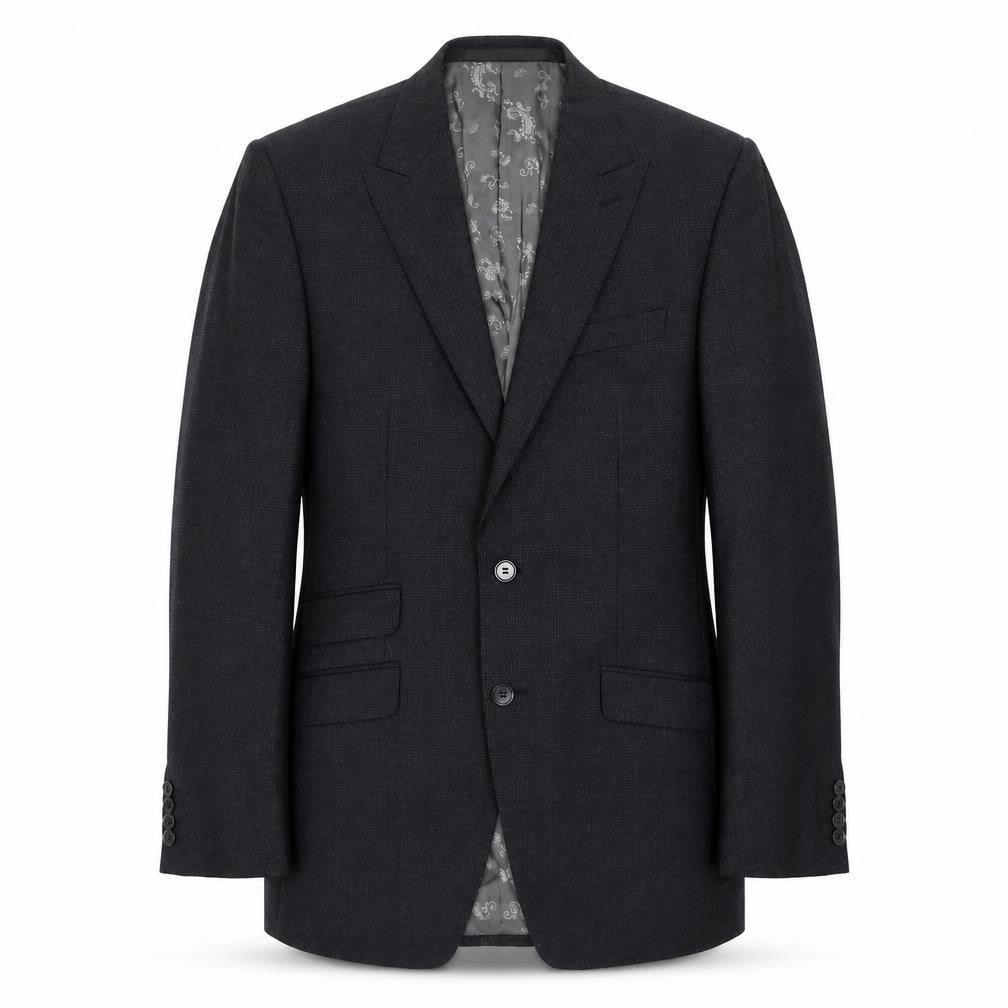 Marks & Spencer Mens Black Wool Jacket Suit Jacket Size 38 Regular - Window Pane Check