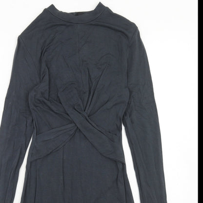 Topshop Womens Grey Viscose A-Line Size 8 Round Neck Pullover