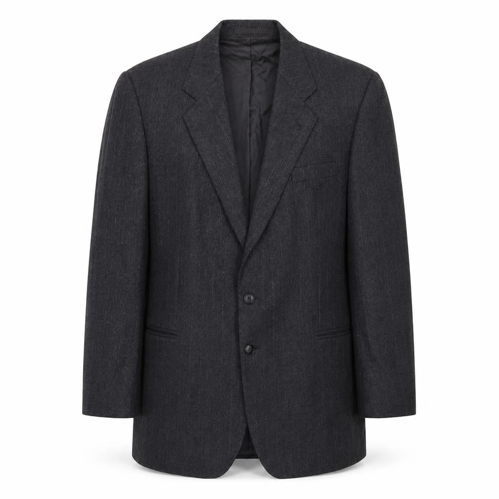 St.Michael Mens Grey Striped Wool Jacket Suit Jacket Size 42 Regular