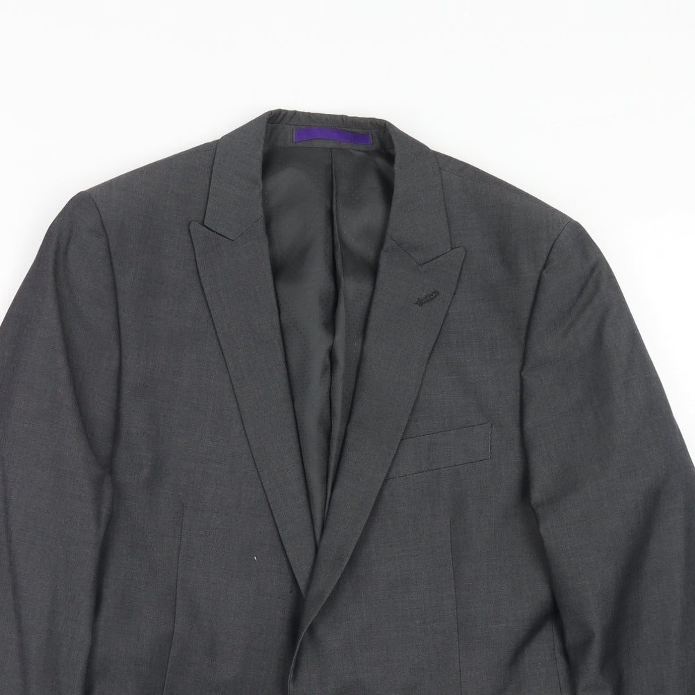 New Look Mens Grey Polyester Jacket Suit Jacket Size 38 Regular