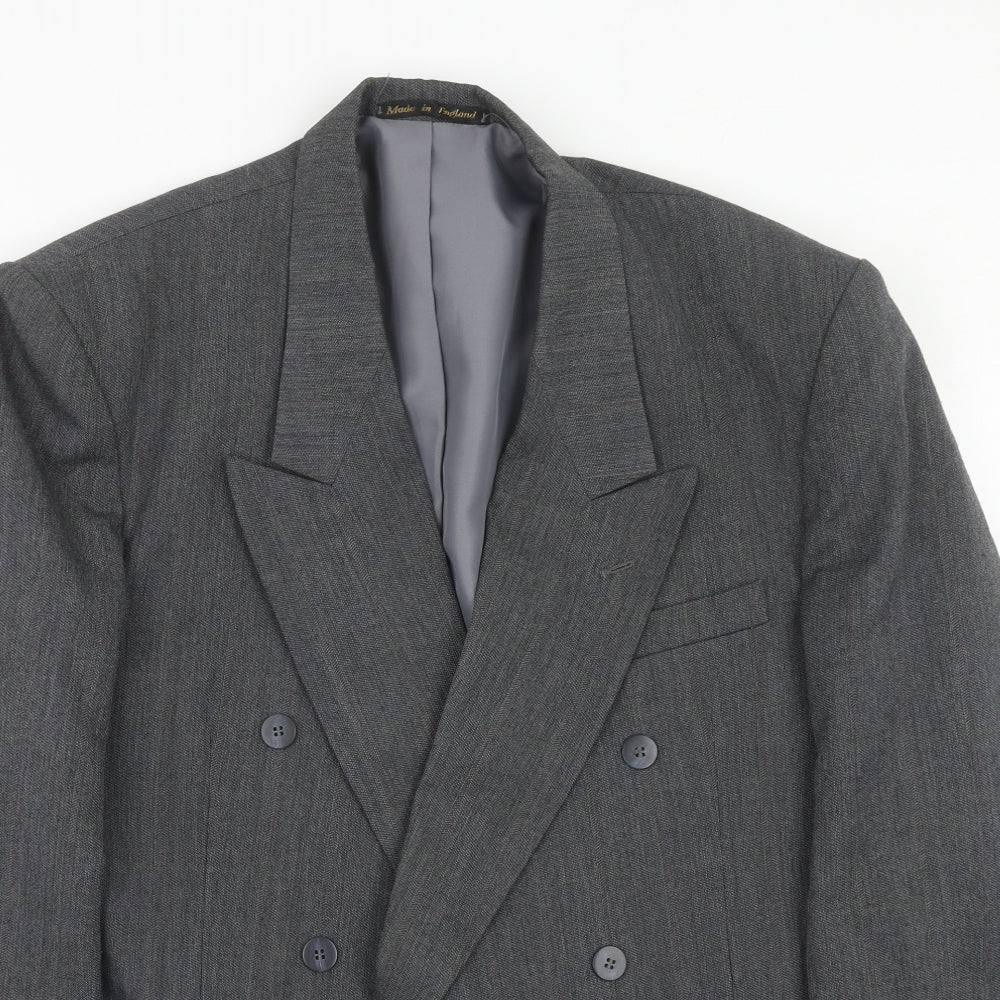 Flex Mens Grey Polyester Jacket Suit Jacket Size 44 Regular