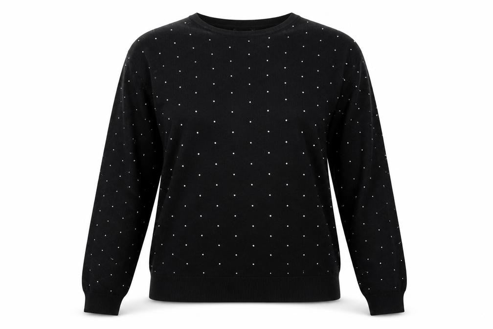 Marks & Spencer Womens Black Round Neck Polka Dot Acrylic Pullover Jumper Size M