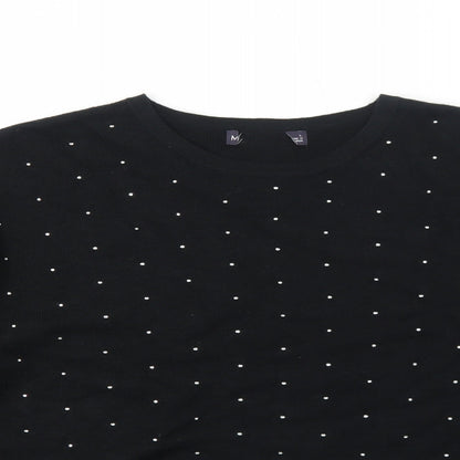 Marks & Spencer Womens Black Round Neck Polka Dot Acrylic Pullover Jumper Size M